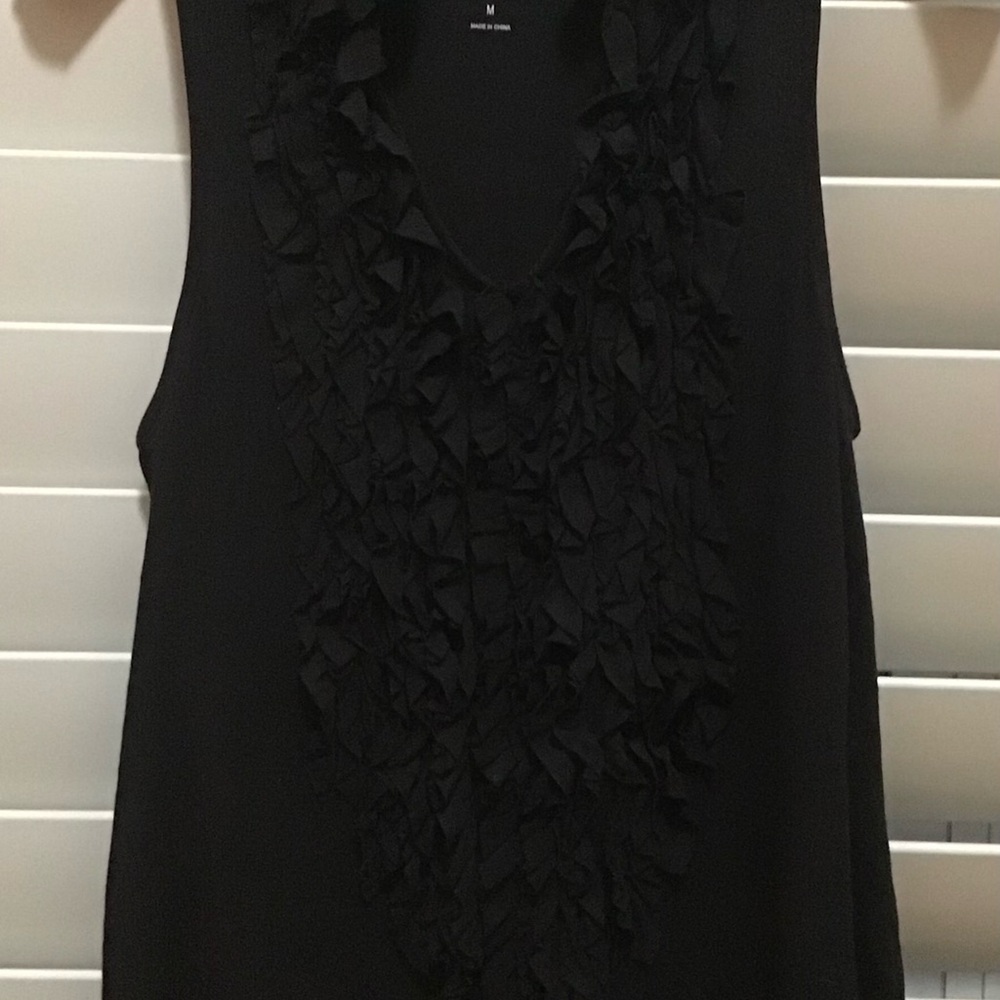 Chic Black Ruffled Women's Tunic
